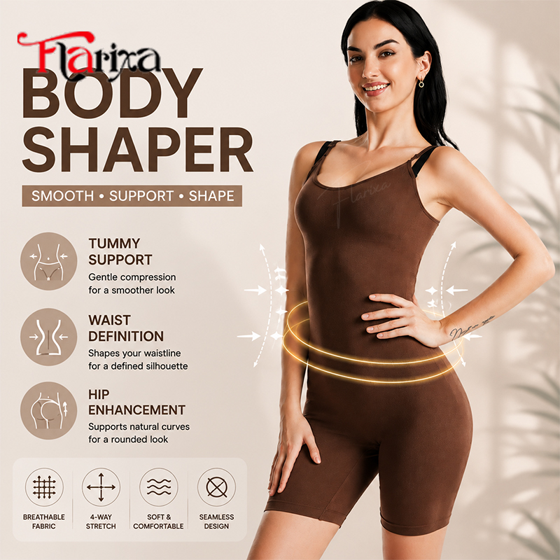 Shapewear Bodysuit Firm - Flarixa Damen Nahtloser Body Shaper Bodysuit
