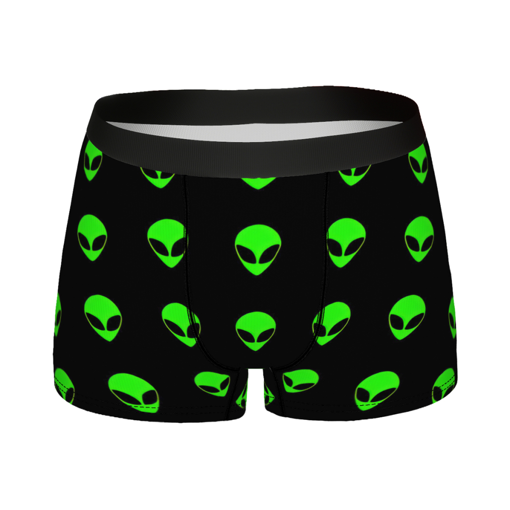 Boyshort Underwear - Grün Alien Kopf Muster Alien UFO
